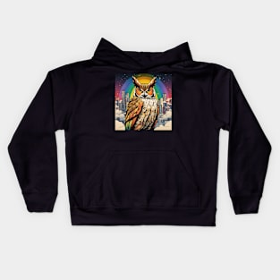 Just a Magical Great Horned Owl in the Sky Kids Hoodie